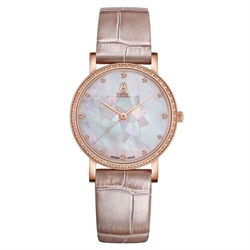 Borel 依波路典雅系列鑽石錶圈珍珠母貝海爾芙拉睡蓮錶盤女士石英皮帶手錶 BGR860D-422BE