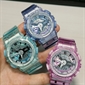 Casio G-SHOCK 遨遊未來粉色半透明女士指針數碼手錶 GMA-S110VW-4A
