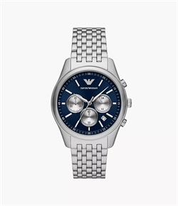 Emporio Armani 41mm 藍色錶盤不鏽鋼石英男士手錶 AR11582