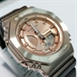 Casio G-SHOCK 奢华桃红金色表圈棕色珠光表带指针数码女士手表 GM-S2100CB-5A