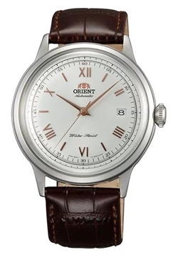 Orient 東方經典系列Bambino V2 白色錶盤皮革錶帶男士機械手錶 FAC00008W0