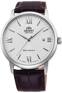 Orient 東方現代系列日期顯示白色錶盤皮帶男士自動機械手錶 RA-AC0J06S10B