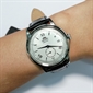 Orient Bambino 經典復古銀色錶盤真皮錶帶男士機械手錶 RA-AP0104S30B