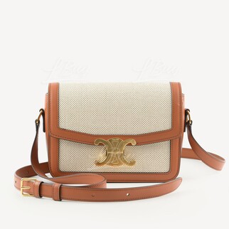 Celine Teen Triomphe Bag in Textile and Natural Calfskin