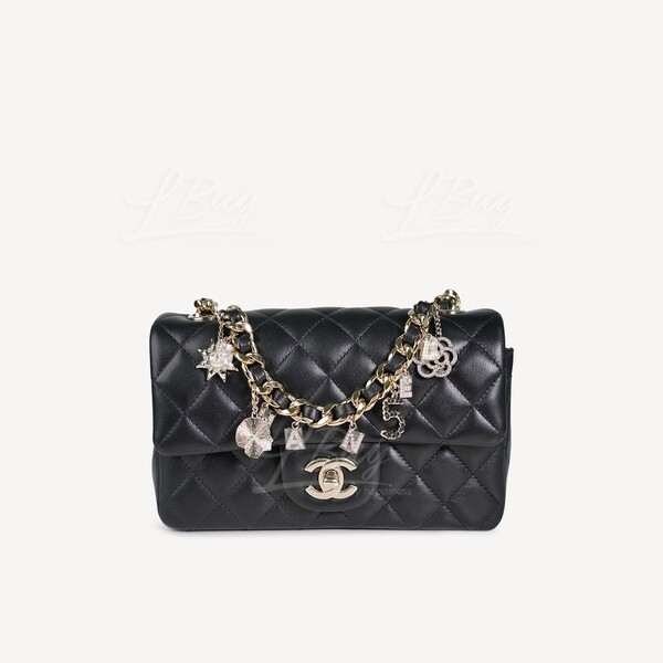 Chanel Coco Charms Classic Single Flap Bag Quilted Lambskin Mini