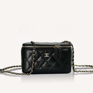 Chanel Lambskin Black Vanity Case with Chain