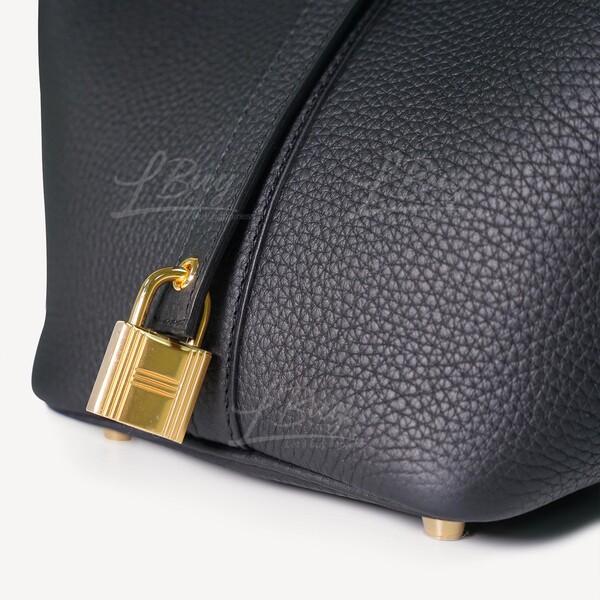 Hermes Picotin Lock Mini Bag Togo Leather Gold Hardware In Black