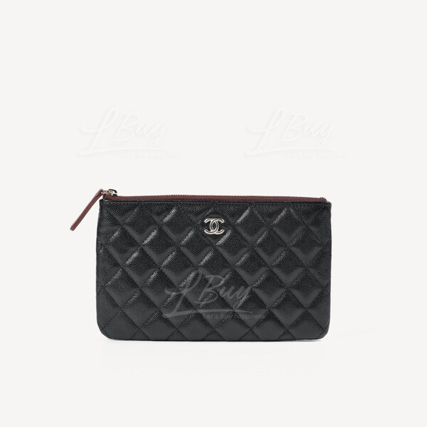 CHANEL-Chanel Classic Zipper 20cm Pouch Black with Gold Tone Metal AP1071