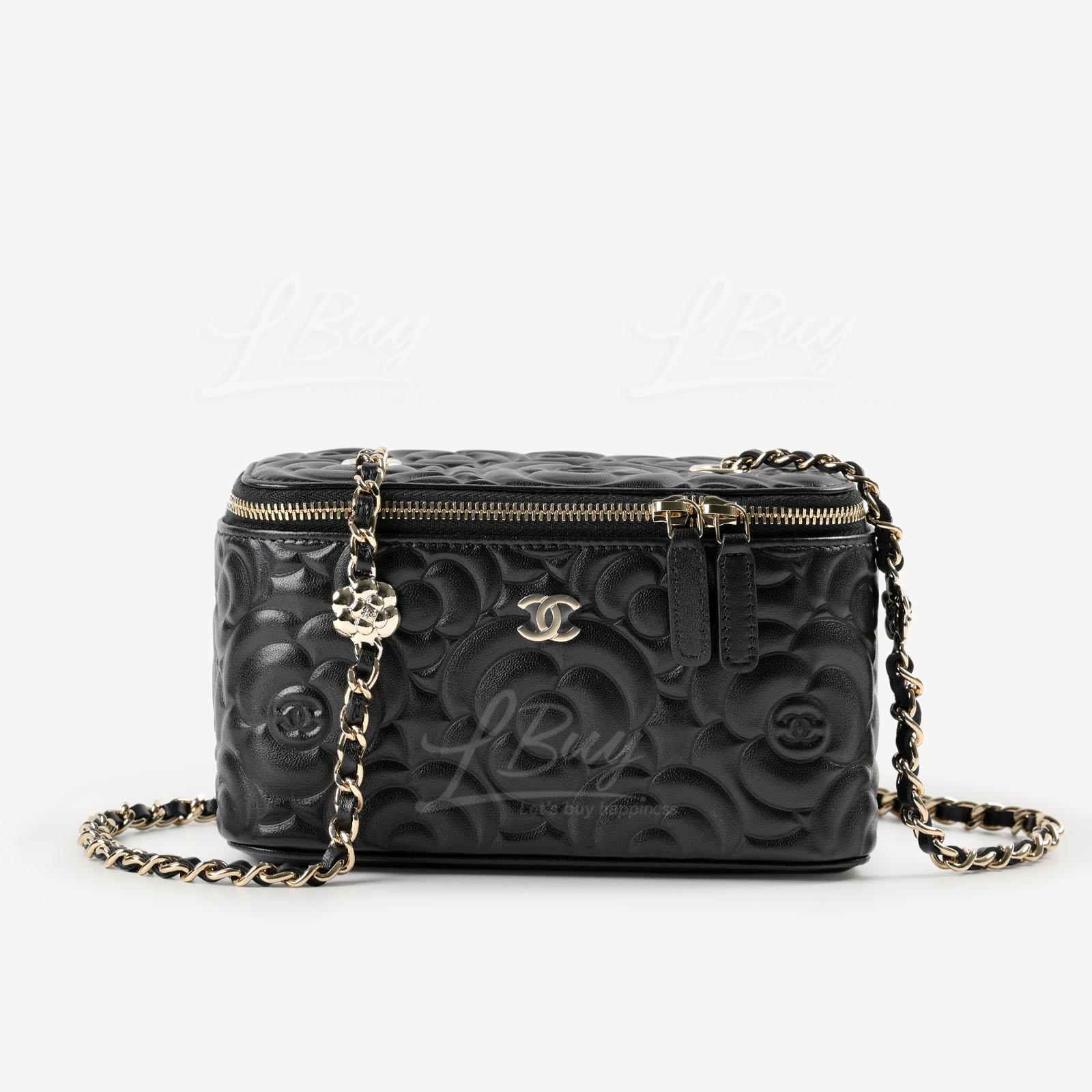 CHANEL-Chanel Camellia Embossed Vanity Case with Chain