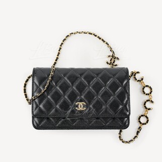 Chanel Grained Calfskin Black CoCo Wallet On Chain