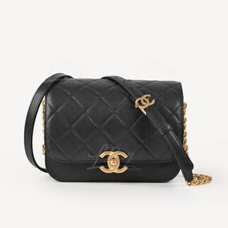 Chanel Grained Calfskin Messenger Bag with gold CC Logo Buckle