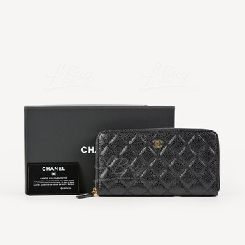 CHANEL Timeless Classics long zip wallet Black AP0242 Caviar