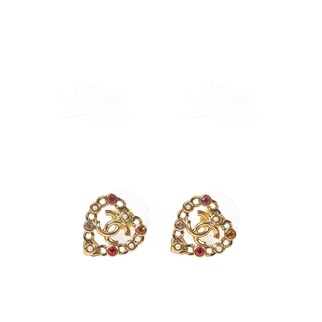 Chanel Gold CC Logo Heart Earrings AB5894