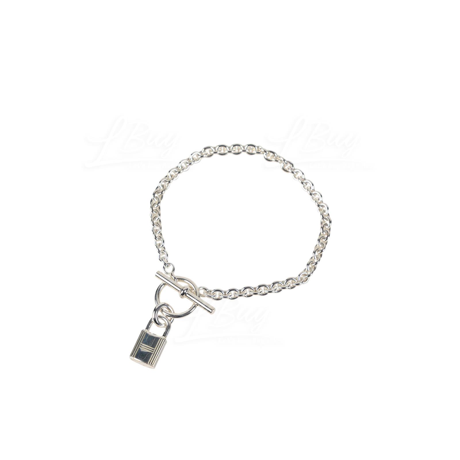 Hermes Amulettes Cadenas 925 Sterling Silver Bracelet ST size