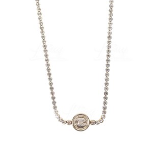 Chanel Gold Round Rhinestone CC Logo Necklace AB6235