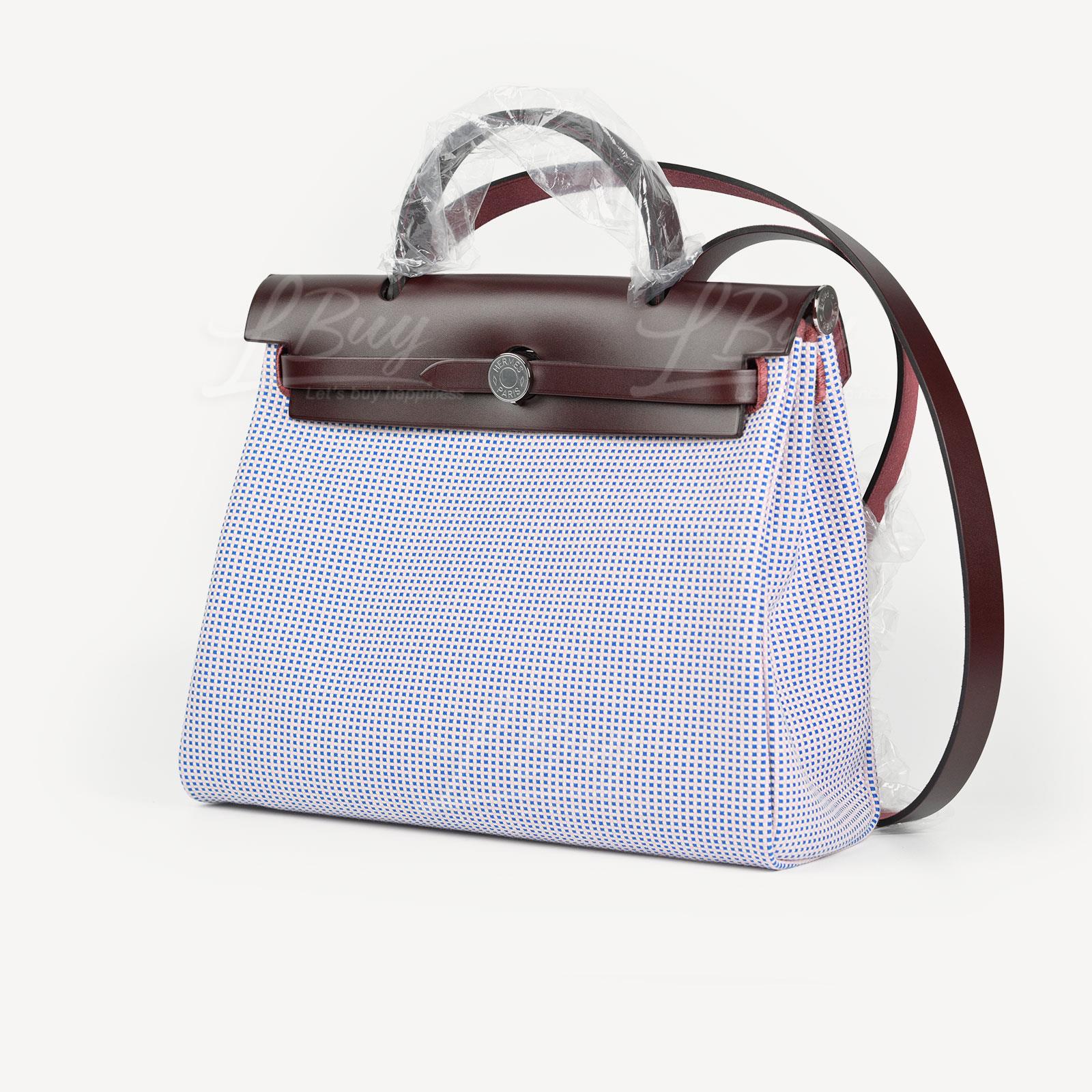 Hermès Herbag Retourne Zip 31 Quadrille Viking Ecru Mauve Bleu