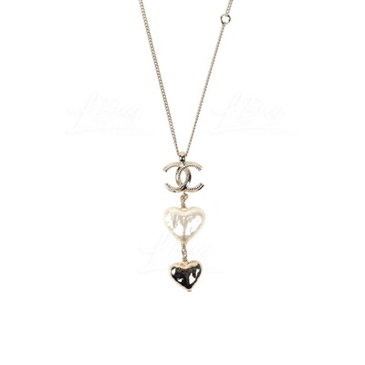 CHANEL CC Pearl Drop Pendant Necklace