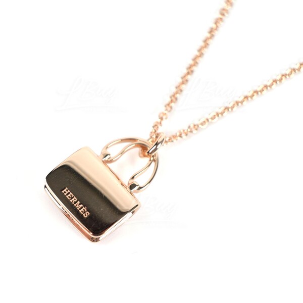 Hermes Amulette Constance pink sapphire 18K rose gold necklace pendant  brand new