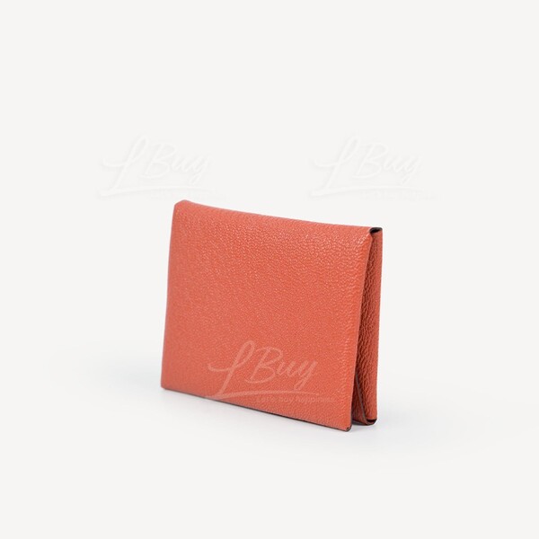 HERMÈS-Hermes Calvi Duo Compact Card Holder 6C Cuivre