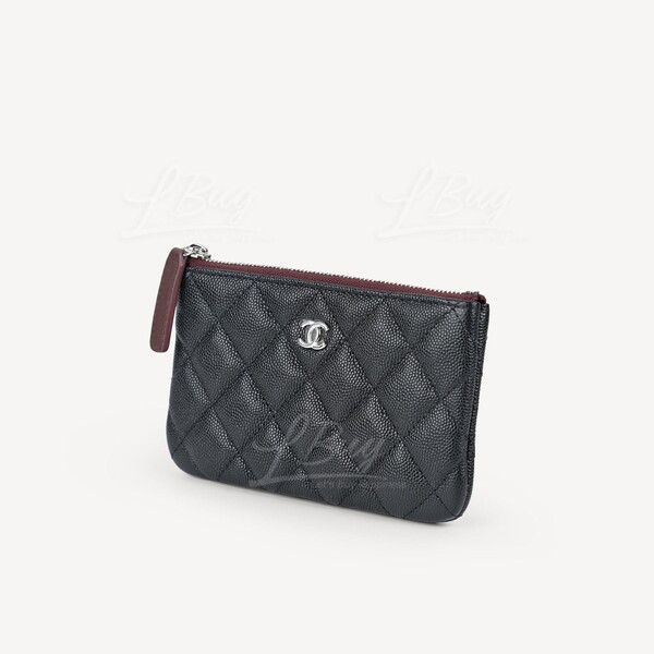 CHANEL-Chanel Classic Zipper Coinsbag Mini Pouch Black with Silver Tone  Metal A82365