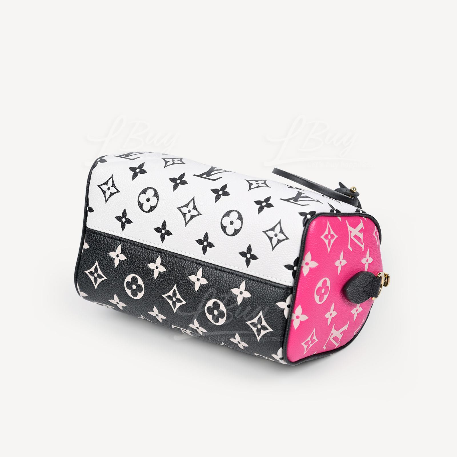 LOUIS VUITTON-LV SPEEDY BANDOULIÈRE 20 Handbag Shoulder Bag Black White Pink