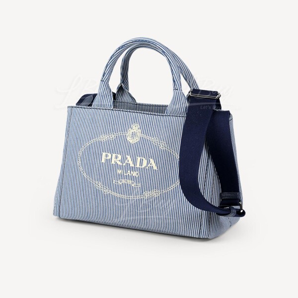 PRADA-Prada Denim Blue Stripe Tote Bag Shoulder Bag