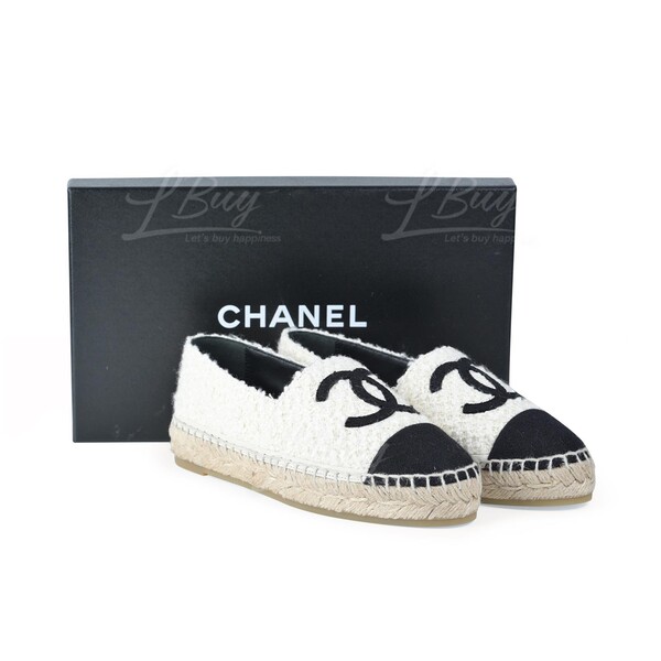 CHANEL Chanel Espadrilles Ivory Black G29762