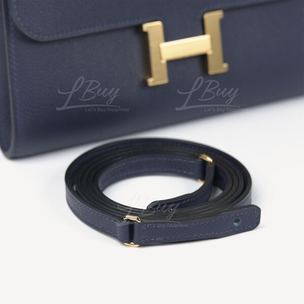 Hermes Constance Long To Go Wallet In Bleu Nuit, Navy Blue And
