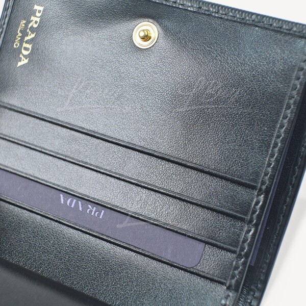 PRADA-Prada Vitello Move Tr Triangle Logo Leather Black Wallet 1MV204