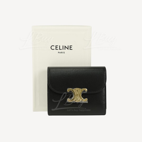 Women's Triomphe Small Flap Wallet In Shiny Calfskin, CELINE