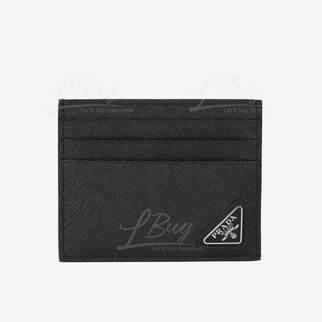 Prada Saffiano Triangle Logo Leather Card Holder 2MC223