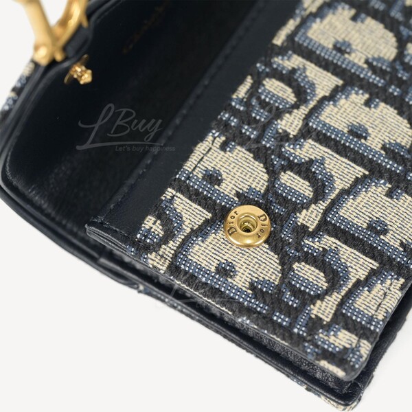 Saddle flap card holder online blue dior oblique jacquard