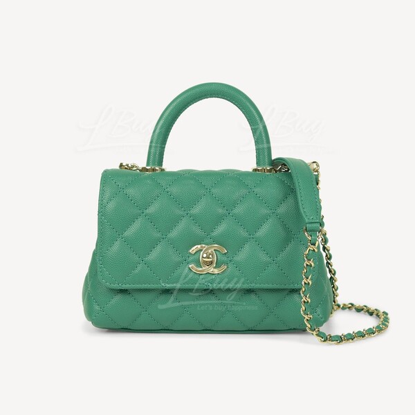 CHANEL-Chanel Green Mini Flap Bag with Top Handle