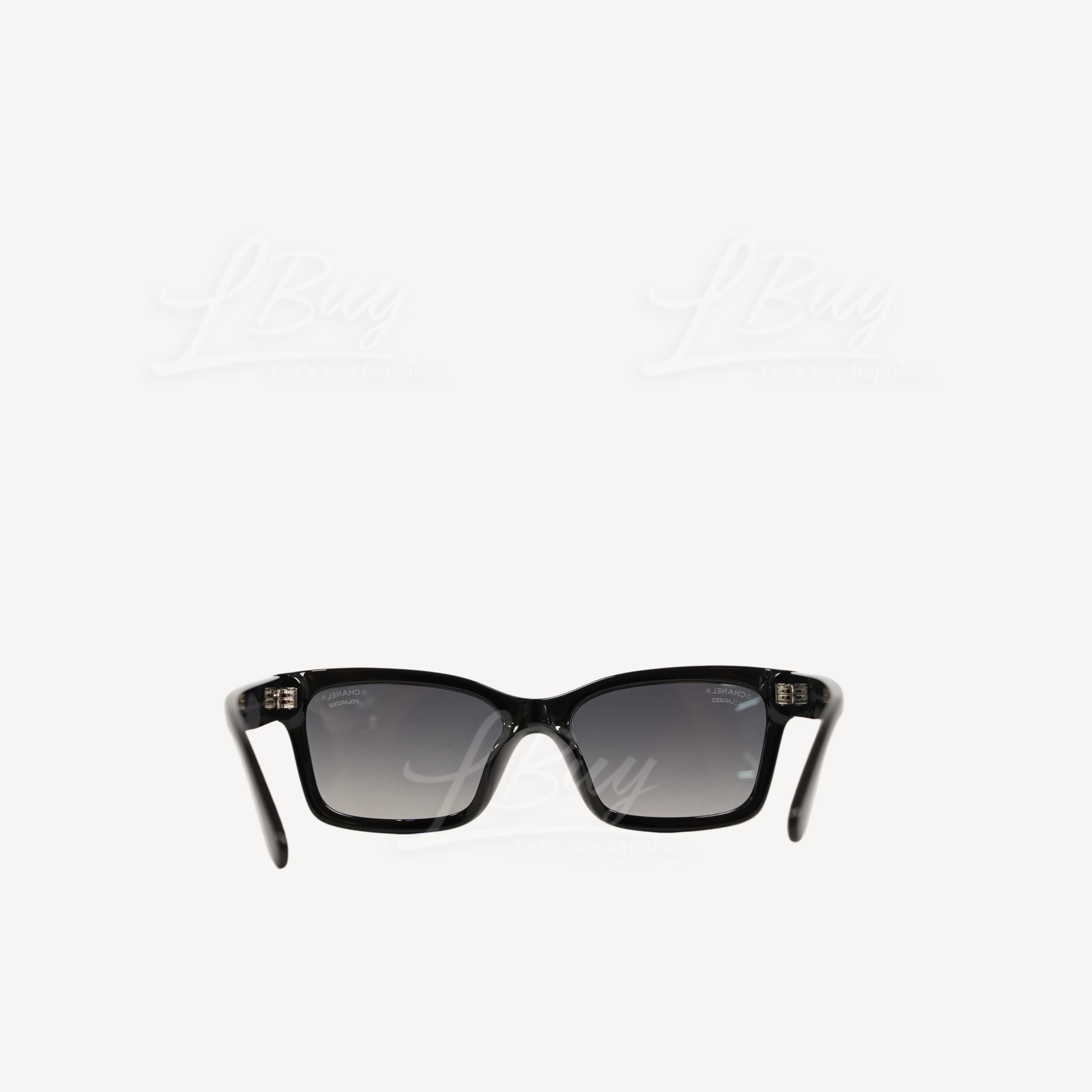 CHANEL Acetate Polarized Square Sunglasses 5417 Black 1077956