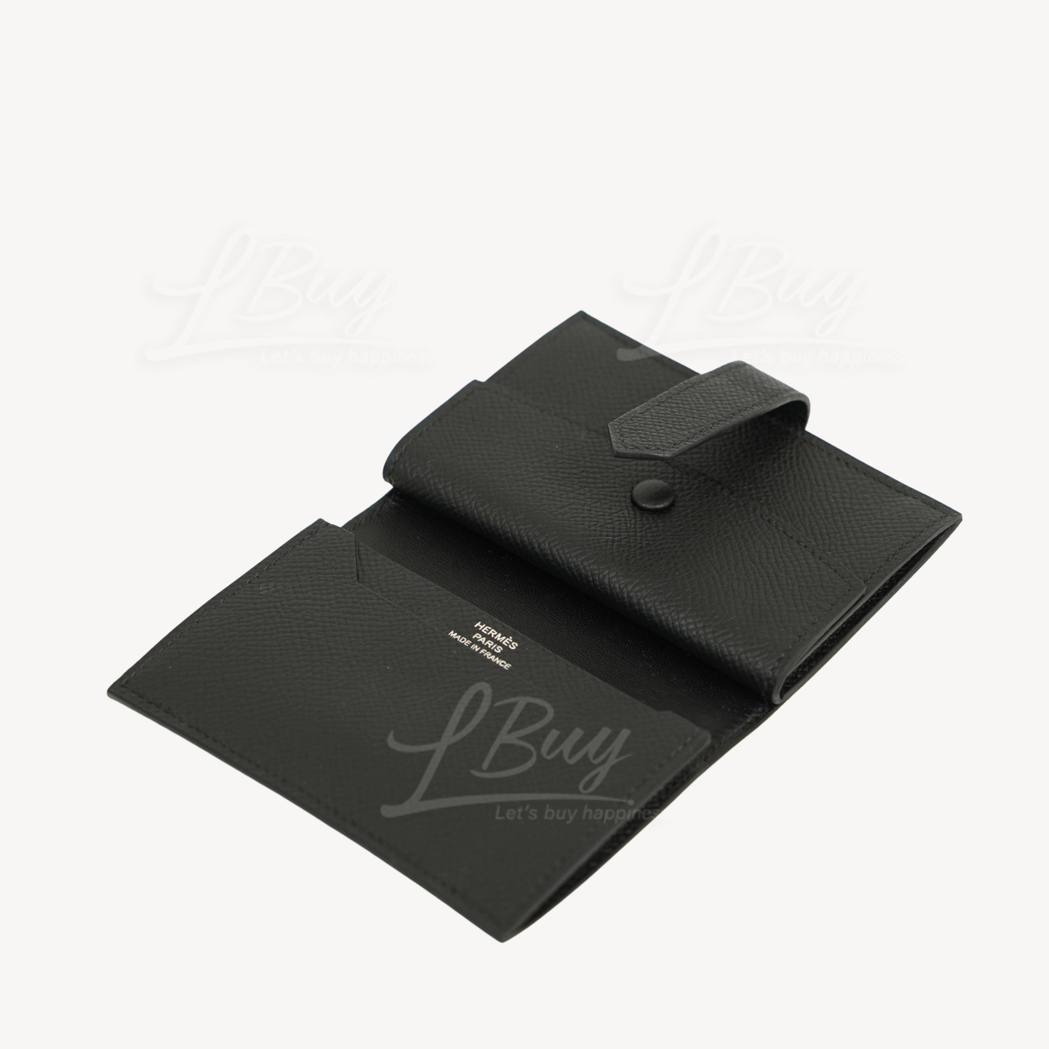 HERMÈS-Hermes Bearn Mini Monochrome Wallet Noir