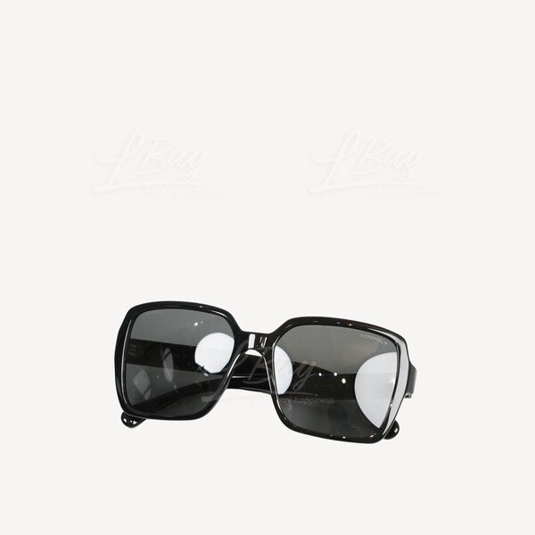 CHANEL-Chanel Square Black Frame White Logo Sunglasses 0CH5408