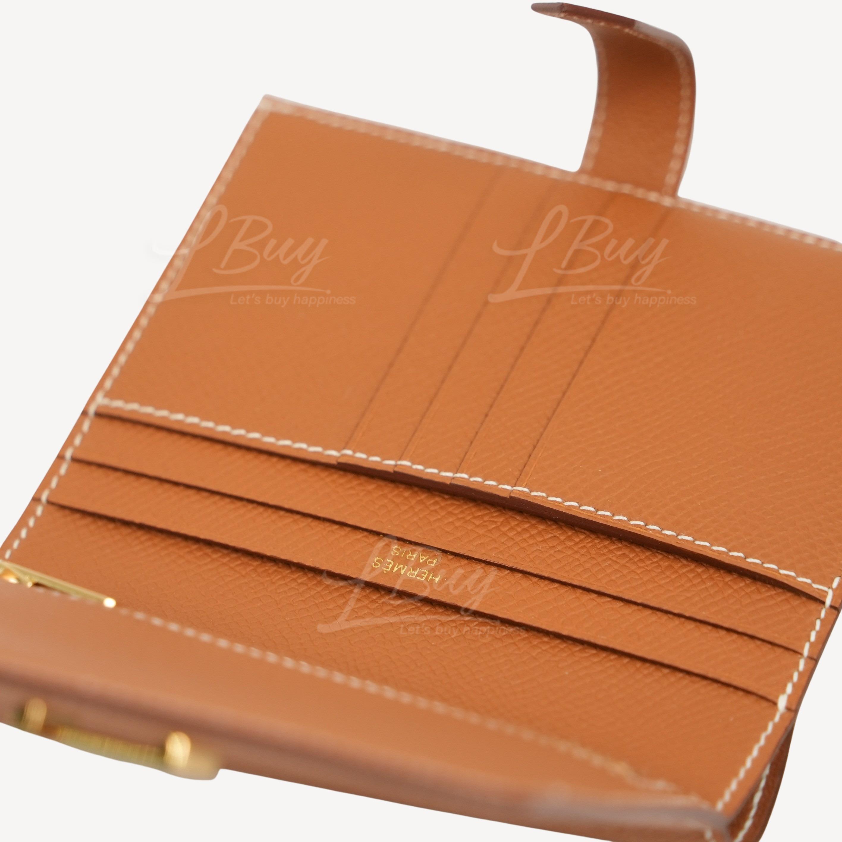 Hermes, Bags, Authentic Hermes Bearn Bifold Wallet Gold