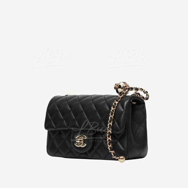 CHANEL-Chanel Black and White Football Gold Ball Flap Bag 20cm Black AS1787