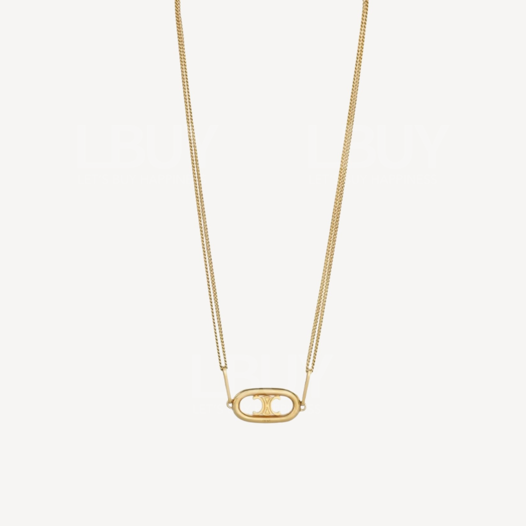 Celine Triomphe 凯旋门Logo 金色项链