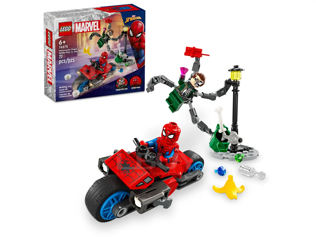 LEGO 76275 Marvel 漫威 摩托車飛馳:蜘蛛俠對決毒魔八爪博士 6+