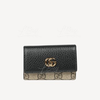 Gucci GG Logo Marmont Leather Key Case Black 456118