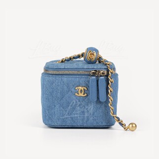 Chanel Classic Small Vanity with Chain in Denim Blue AP1447