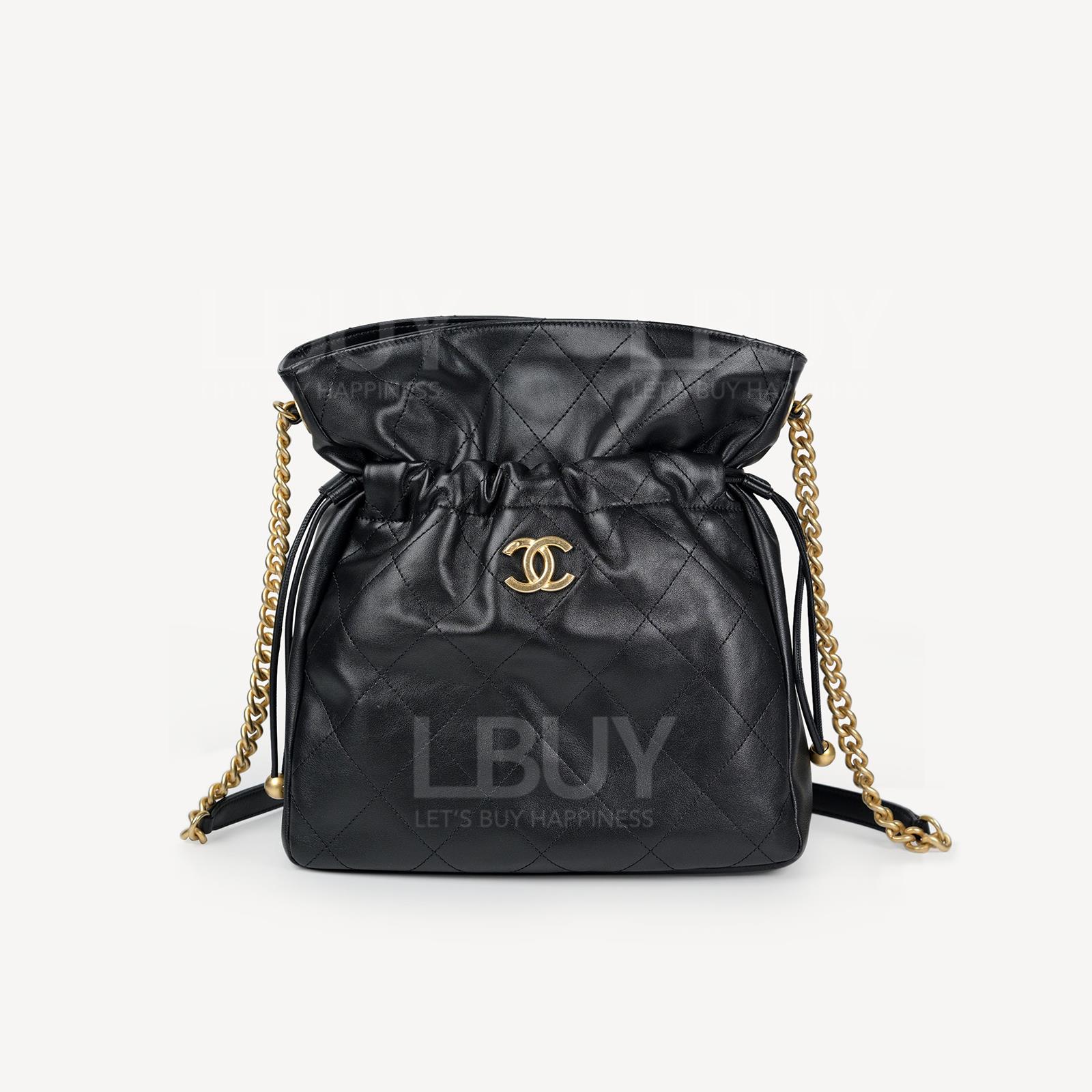 Chanel 金色CC logo 黑色索繩桶袋手袋
