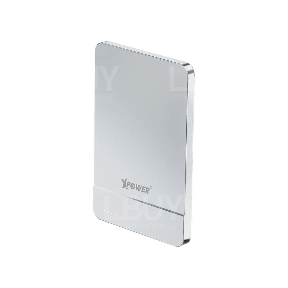 XPower M5J 2合1超薄铝合金5000mAh 15W无线快充+20WPD移动电源 银色