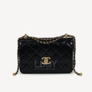 Chanel 新款小金球小牛皮22cm細號垂蓋手袋鏈帶包 AS2649