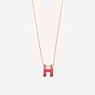 Hermes Pop H Necklace 项链 S7 亮粉色配玫瑰镀金