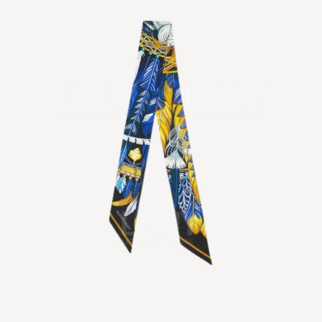 Hermes Danse Pacifique Twilly 羽毛圖案 午夜藍 亮黃色 黑色