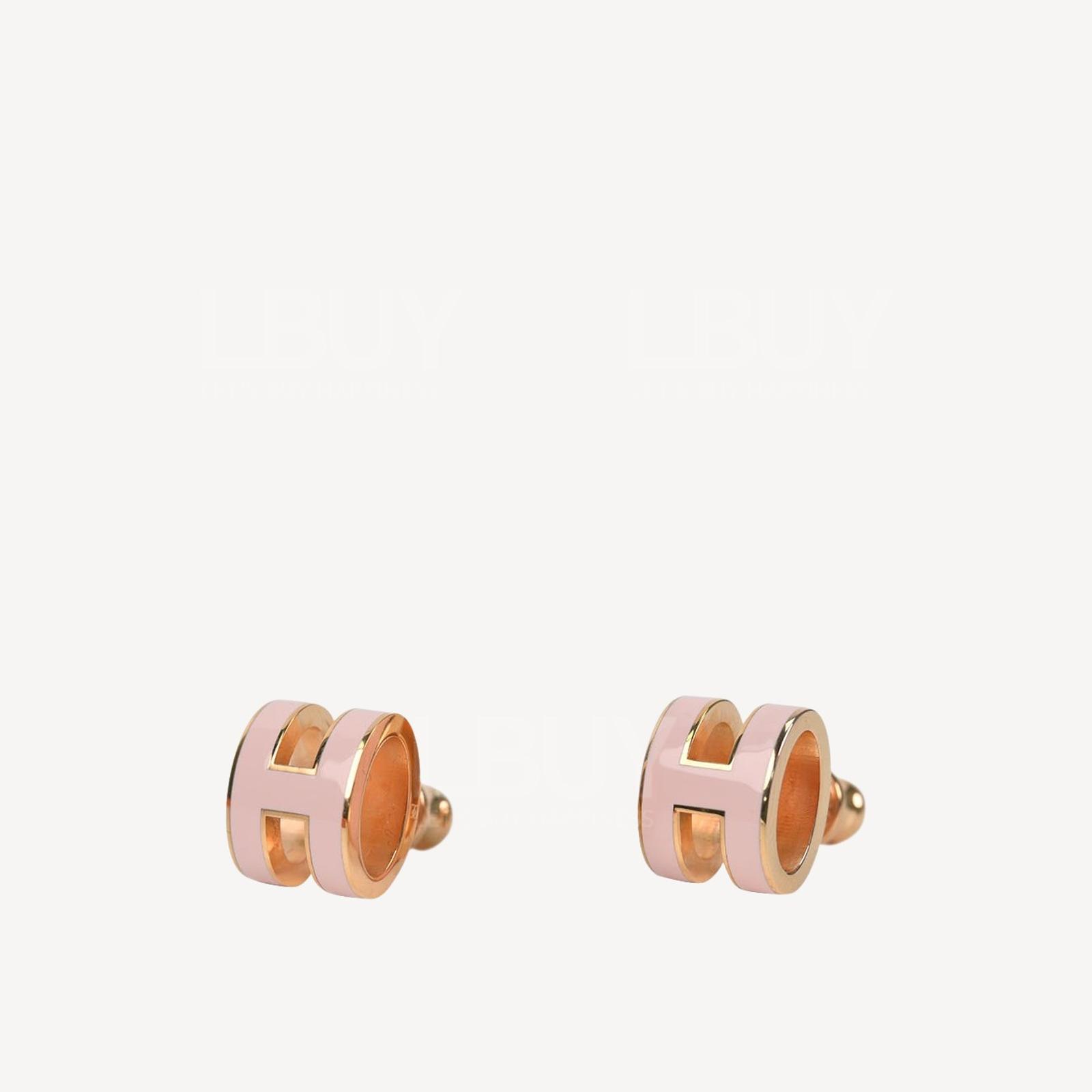 Hermes Pop H Earrings Rose Dragee with Rose Gold Plated Hardware