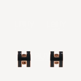 Hermes Mini Pop H Earrings 耳環 黑配玫瑰金色