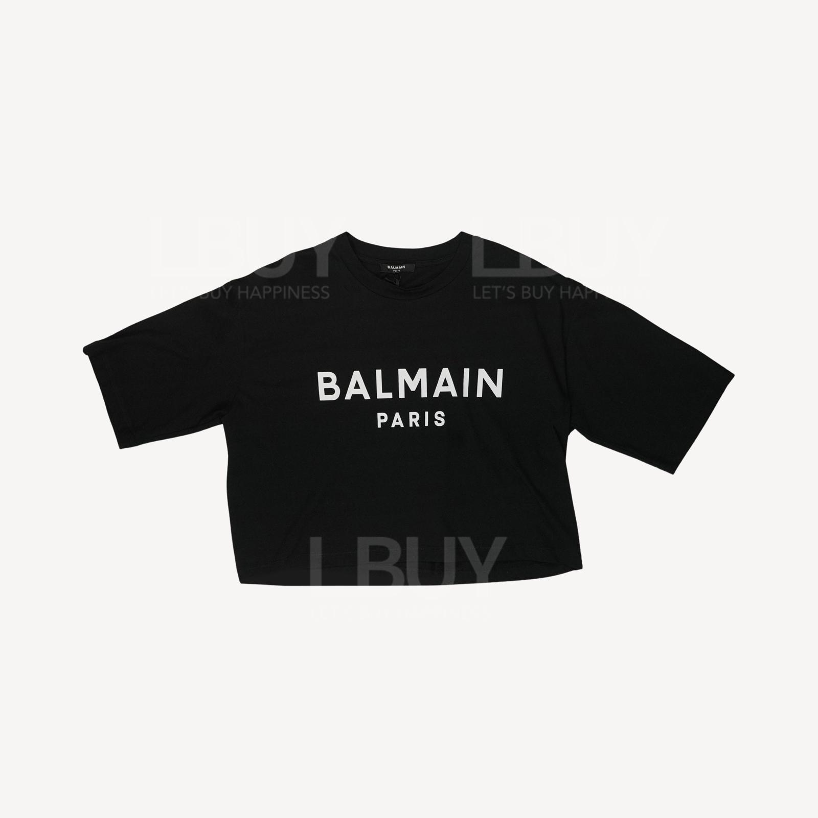BALMAIN 女装黑色并白色Logo字Tee